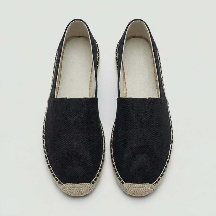 Khaki men's casual espadrille loafers, a breathable slip-on summer shoe for relaxed vacation and beach styles.