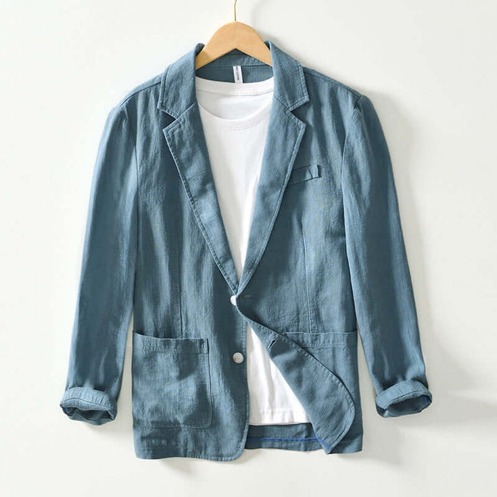 Versatile men's lightweight blazer, ideal for smart casual, office, or travel. An all-season men's jacket.