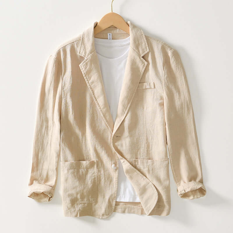 Stylish men's lightweight all-season blazer, a versatile modern fit jacket perfect for smart casual & office fashion.