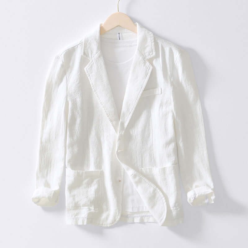 Men's travel-friendly lightweight all-season blazer. Versatile smart casual jacket, essential for modern office wear.