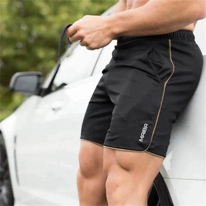 Men's athletic shorts, showcasing functional side pockets for secure essentials during activity.
