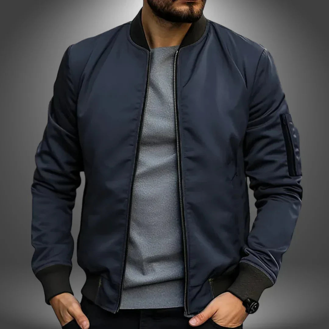Men's lightweight bomber jacket, casual windbreaker outerwear, perfect for spring and fall seasons.