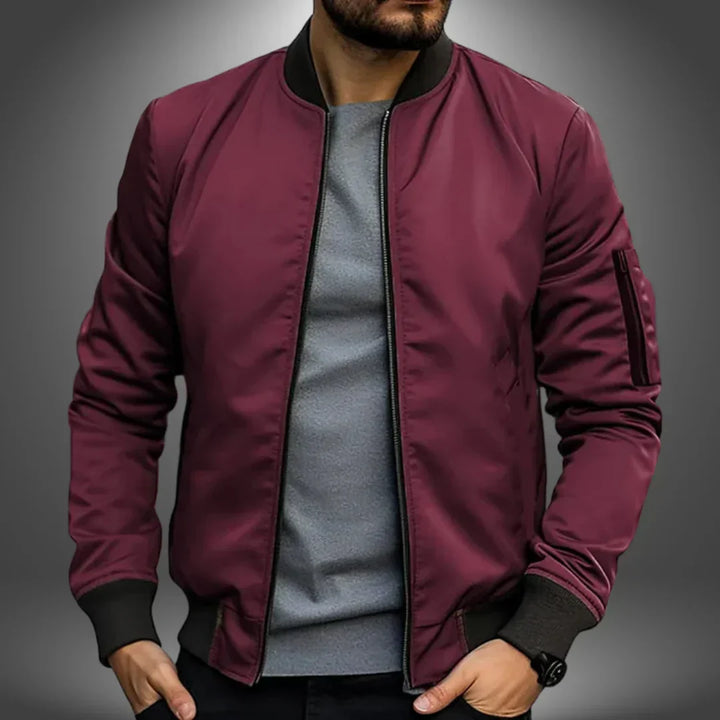 Classic men's lightweight bomber jacket, casual windbreaker outerwear, offering comfort & style.