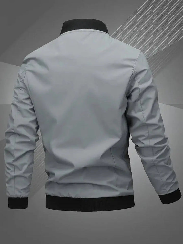 Men's lightweight bomber jacket, stylish zip-up casual outerwear with baseball collar.