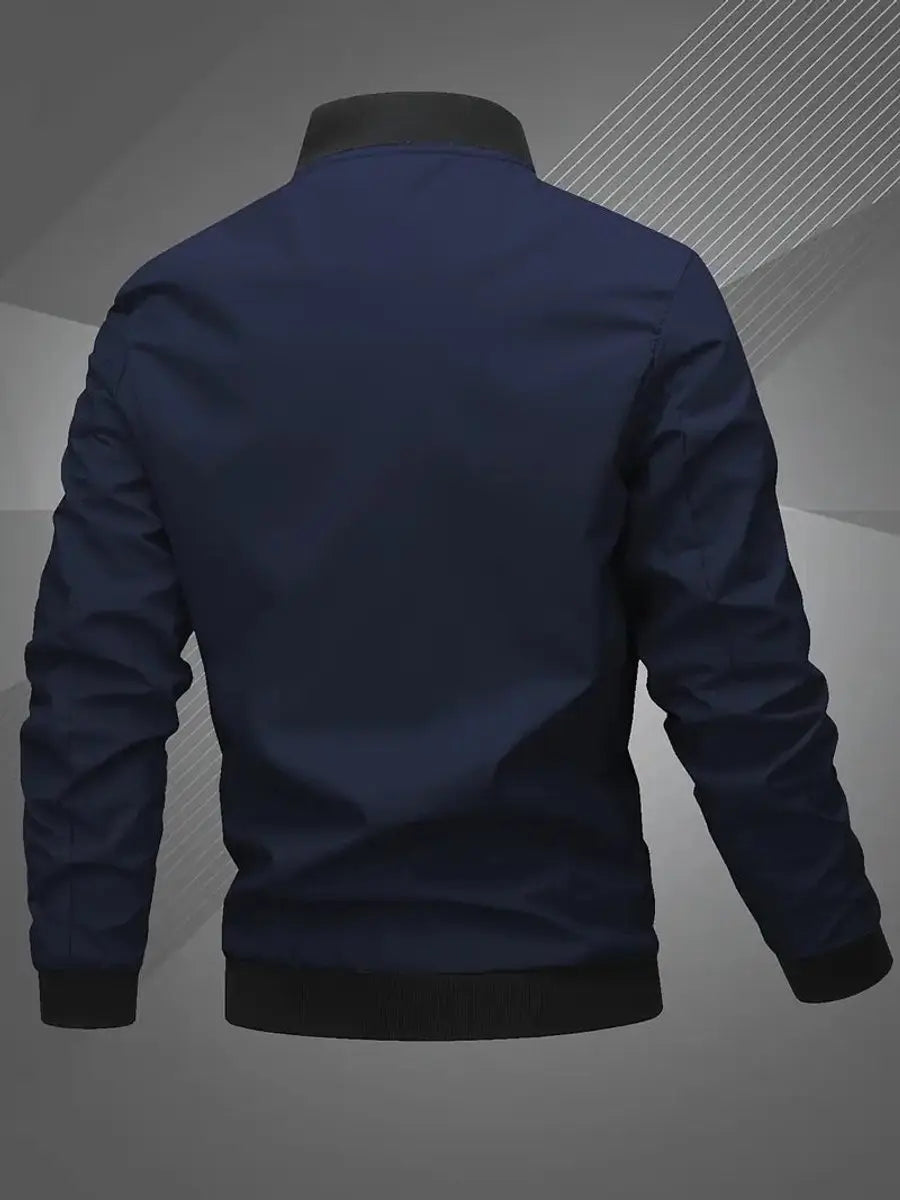 Casual men's lightweight bomber jacket, stylish zip-up outerwear for a cool, relaxed look.