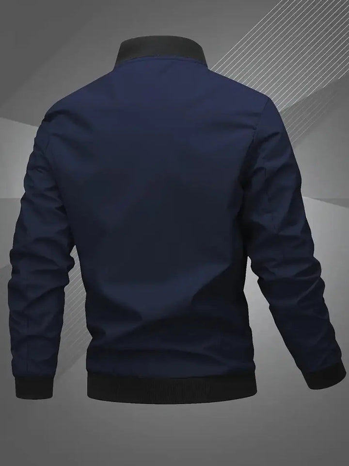 Casual men's lightweight bomber jacket, stylish zip-up outerwear for a cool, relaxed look.