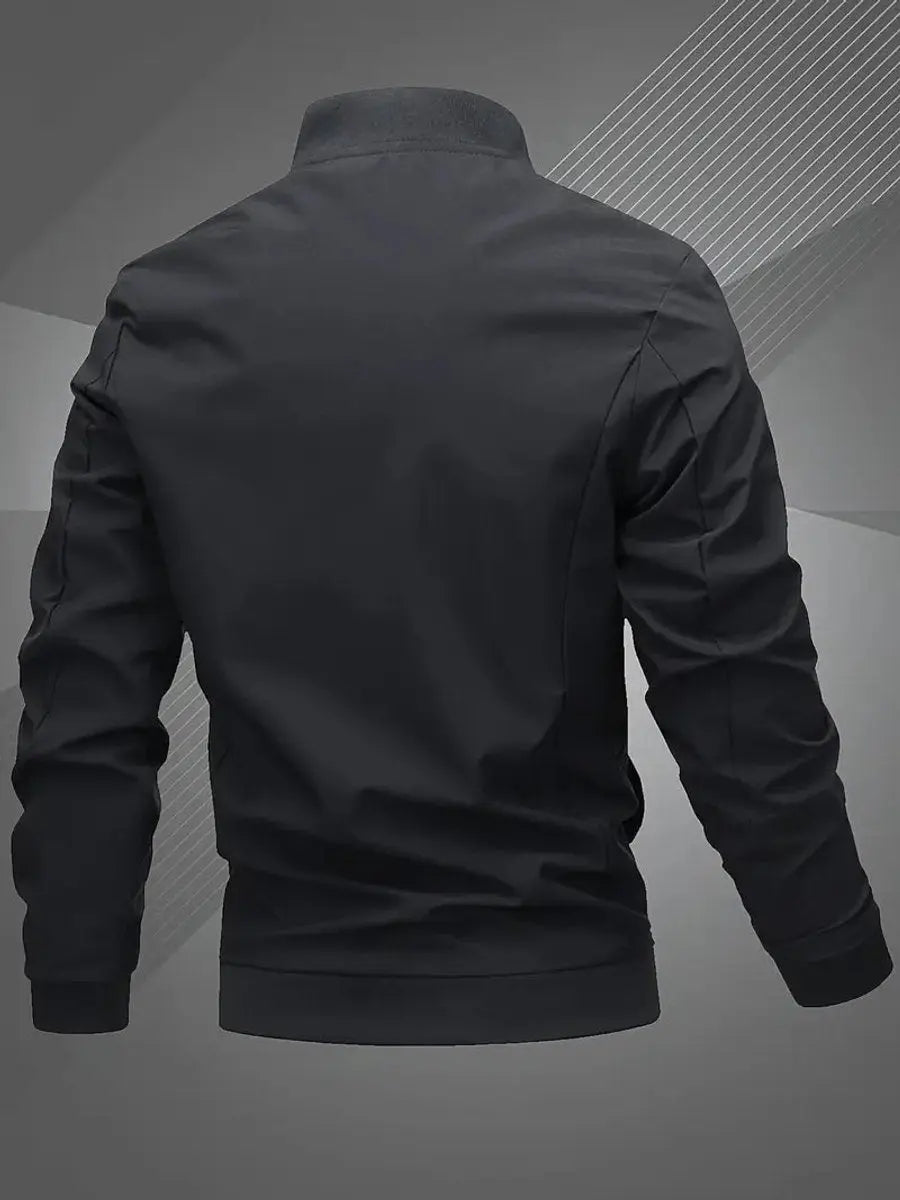 Men's embroidered lightweight bomber jacket, a fashionable zip-up casual outerwear for trendy looks.