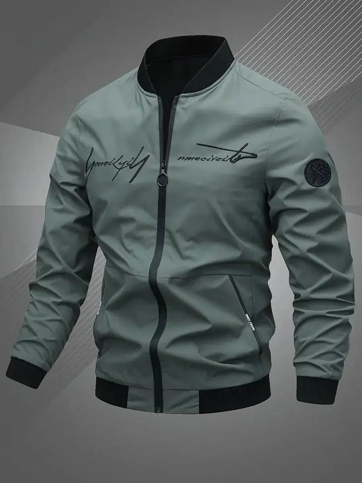 Versatile men's lightweight bomber jacket, ideal casual zip-up outerwear for spring or fall.