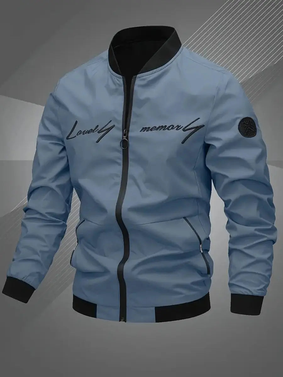 Men's baseball collar lightweight bomber jacket, a stylish zip-up outerwear piece for casual wear.