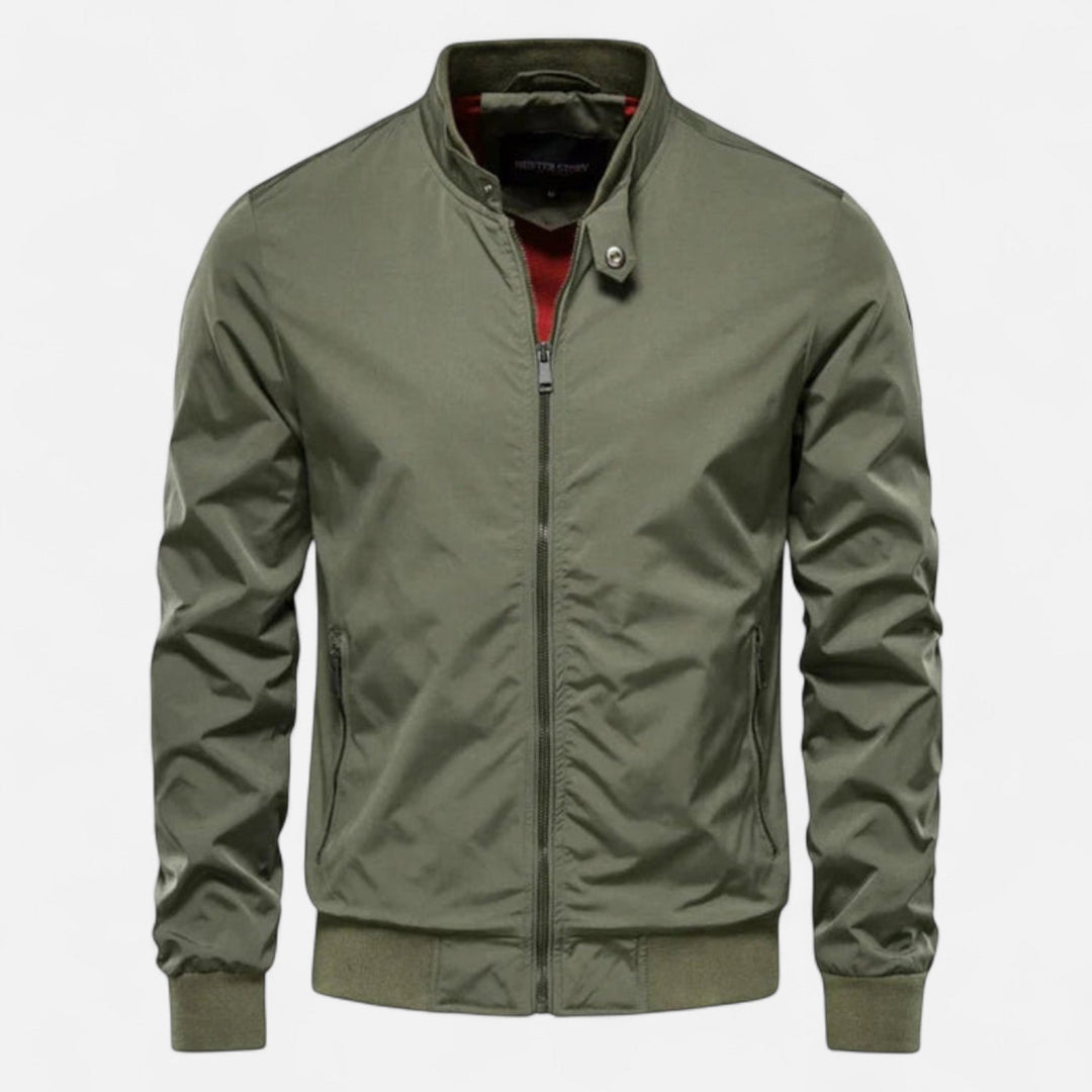 Classic men's lightweight bomber jacket, perfect for smart casual and transitional season fashion. Comfortable outerwear.