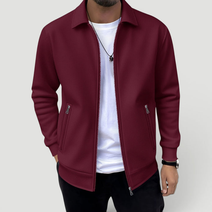 Modern men's black lightweight jacket, breathable & versatile. Smart casual outerwear for everyday spring/fall.