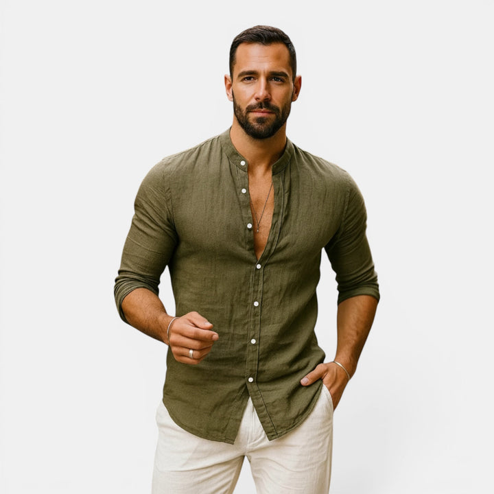 Relaxed fit men's breathable long sleeve shirt, crafted from lightweight fabric, perfect for comfortable daily wear.