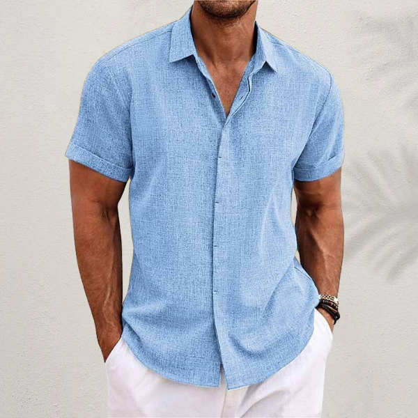 Breathable lightweight men's summer Oxford shirt, comfortable for warm weather.