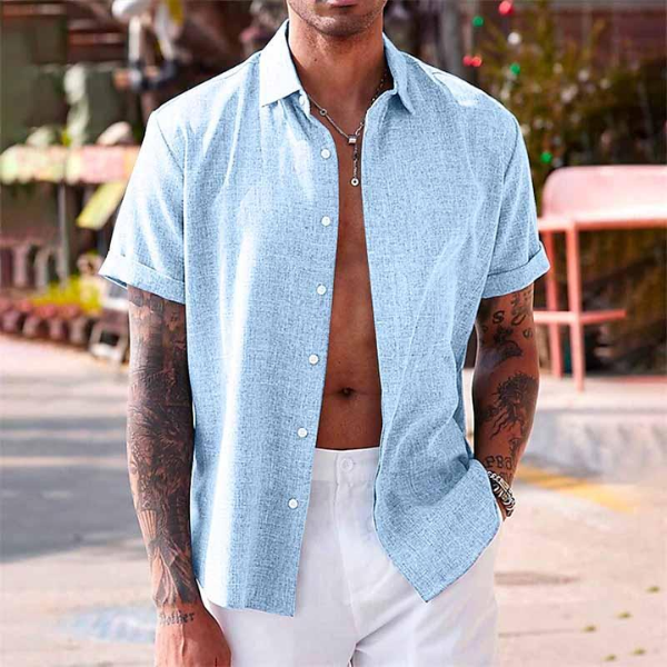 Stylish men's Oxford summer shirt, great for everyday casual wear & holidays.