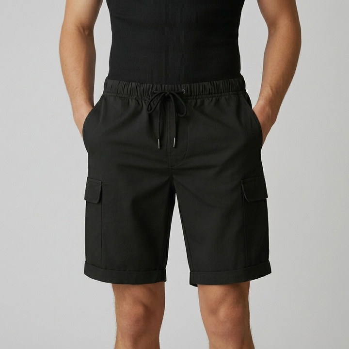 Lightweight men's drawstring shorts, great for everyday casual wear, travel, or beach vacations.