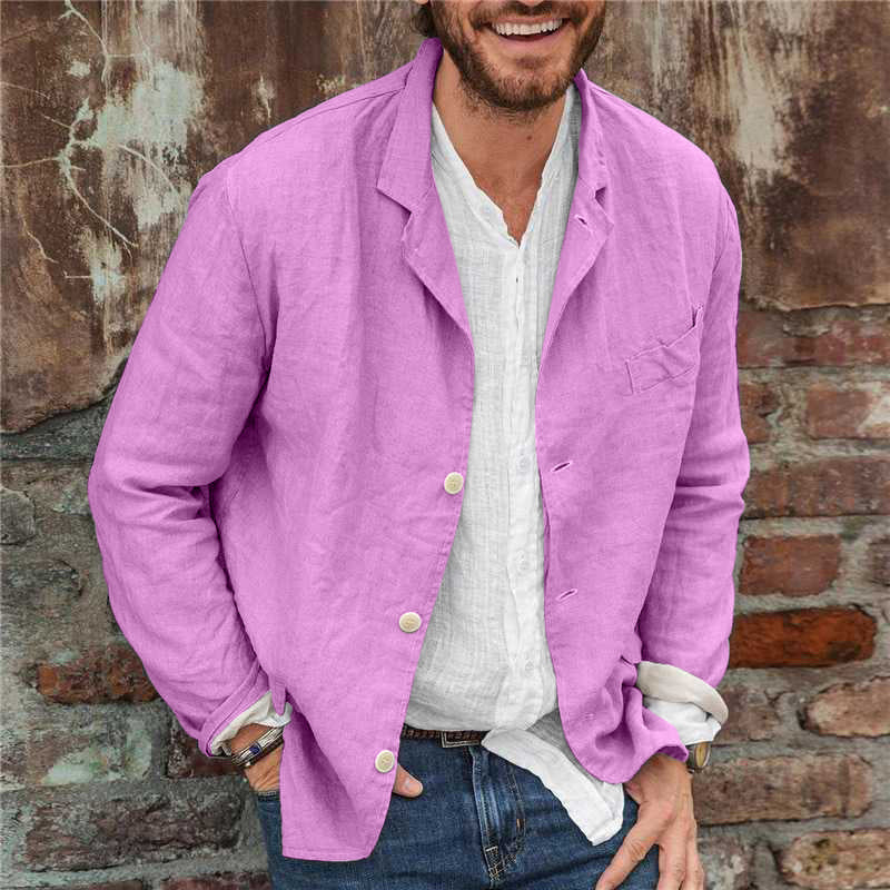 Man wearing a stylish lightweight casual blazer, showcasing modern men's fashion and effortless style.