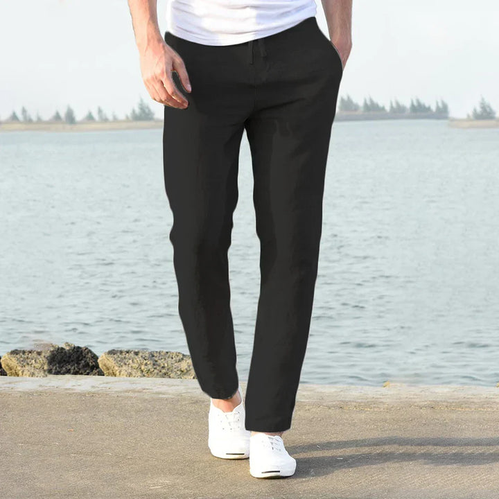 Versatile men's casual pants with drawstring, great for summer fashion and relaxed everyday wear.