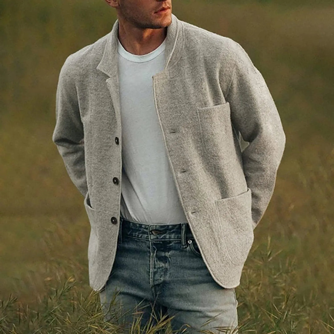 Men's lightweight everyday blazer, smart casual with ample utility pockets and classic collar.