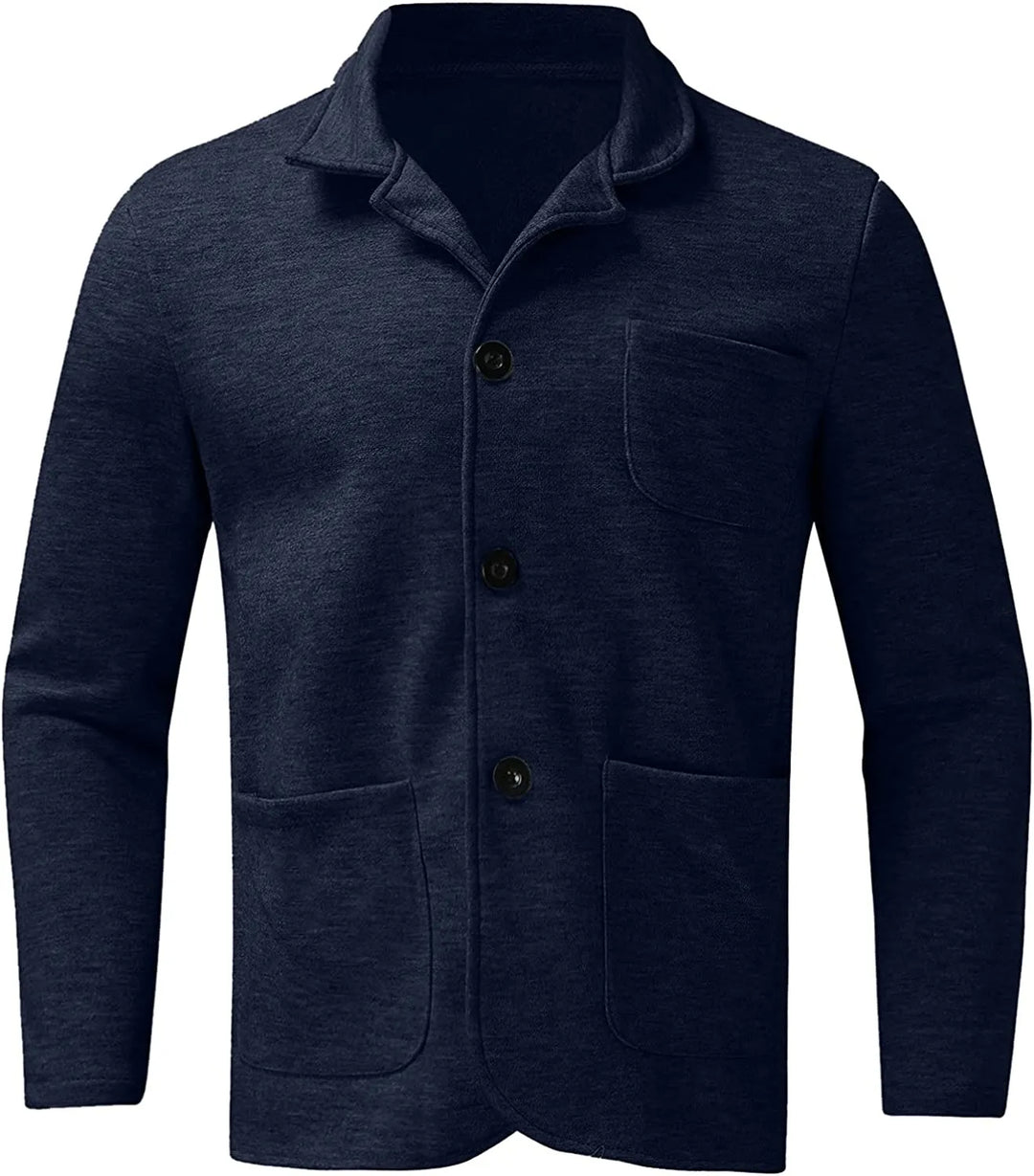 Lightweight men's blazer, classic collar, perfect for everyday or business casual, with ample pockets.
