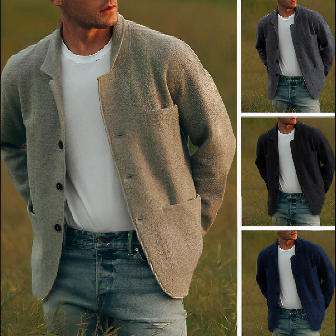 Men's versatile lightweight blazer, everyday fashion, featuring multiple spacious pockets & classic collar.