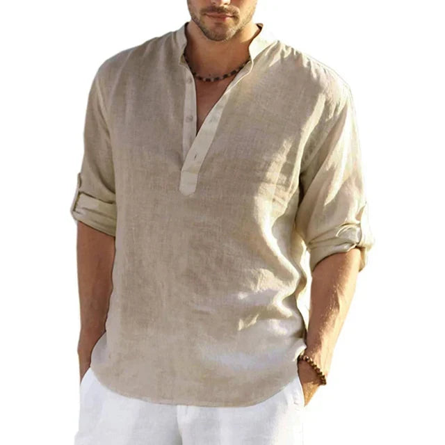 Men's lightweight long-sleeve summer shirt, relaxed fit, perfect for warm weather comfort & casual style.