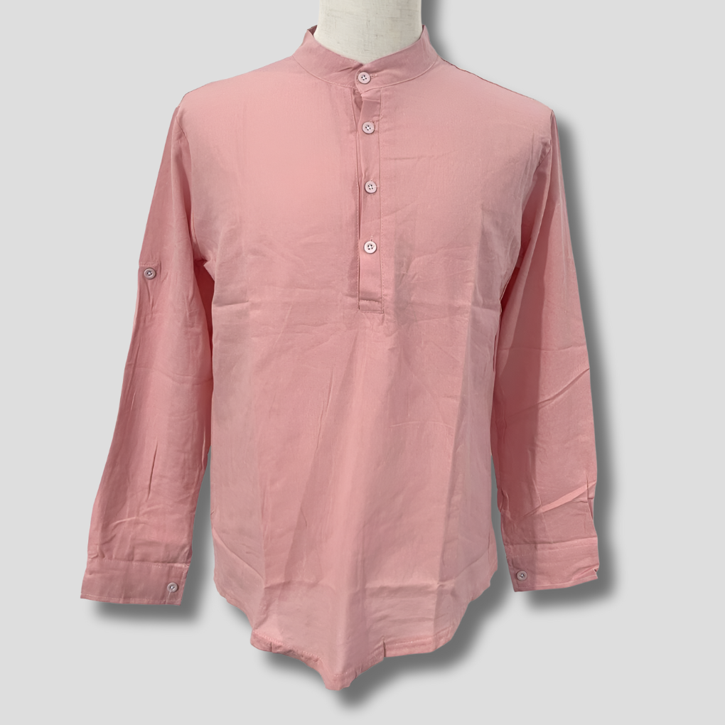 Lightweight, breathable men's long-sleeve summer shirt, soft fabric for comfortable daily wear in warm weather.