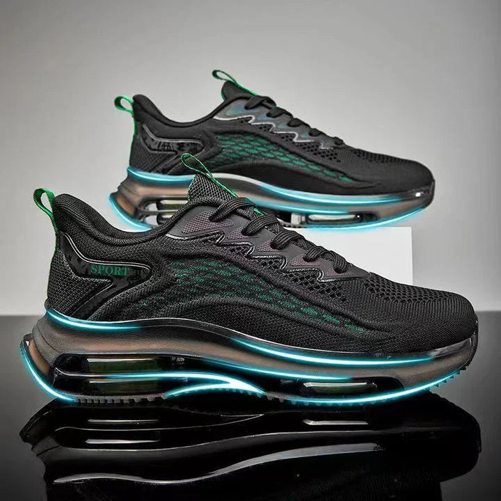 Comfortable men's running shoes, engineered for lightweight performance during exercise and daily jogs.