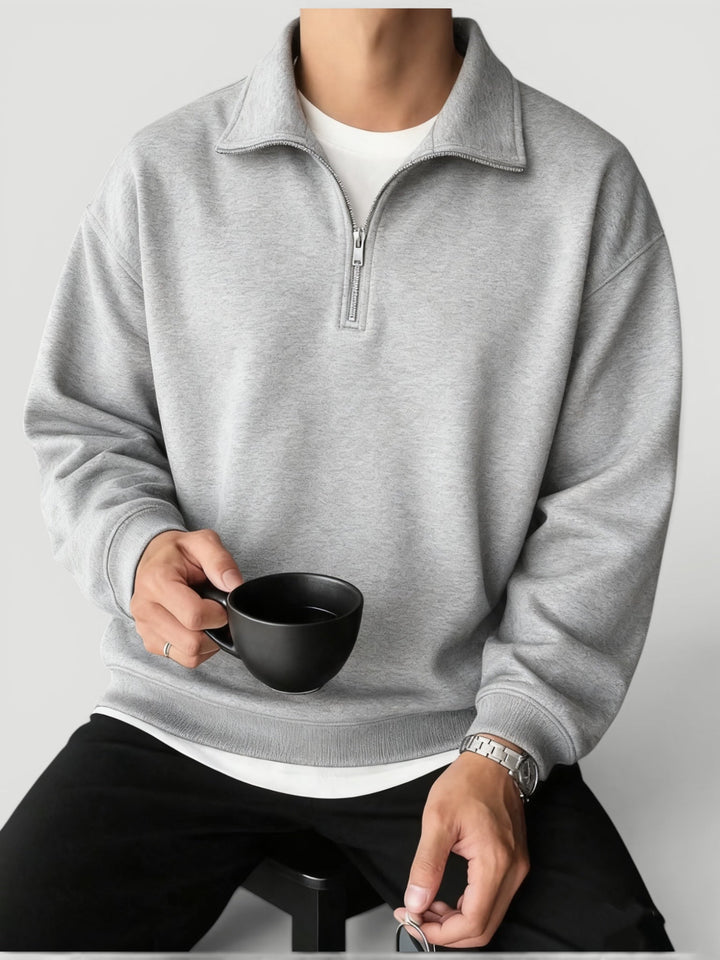 Stylish men's lightweight quarter zip pullover for ultimate casual comfort. Perfect long-sleeve sweater.