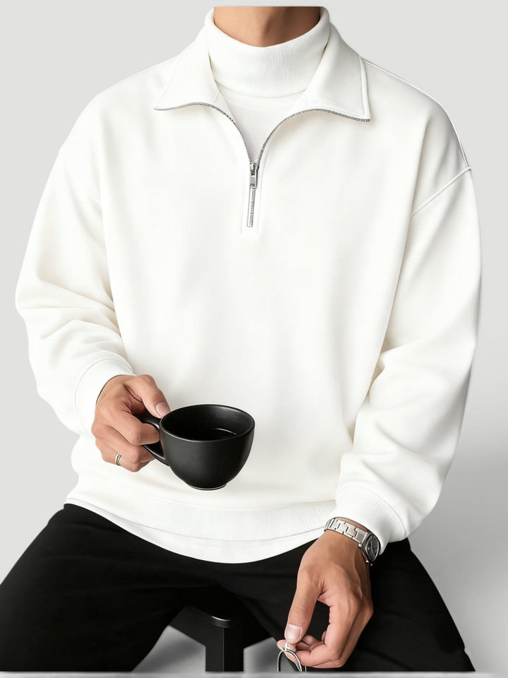 Men's casual long-sleeve quarter zip pullover sweater. Comfortable & versatile for daily wear.