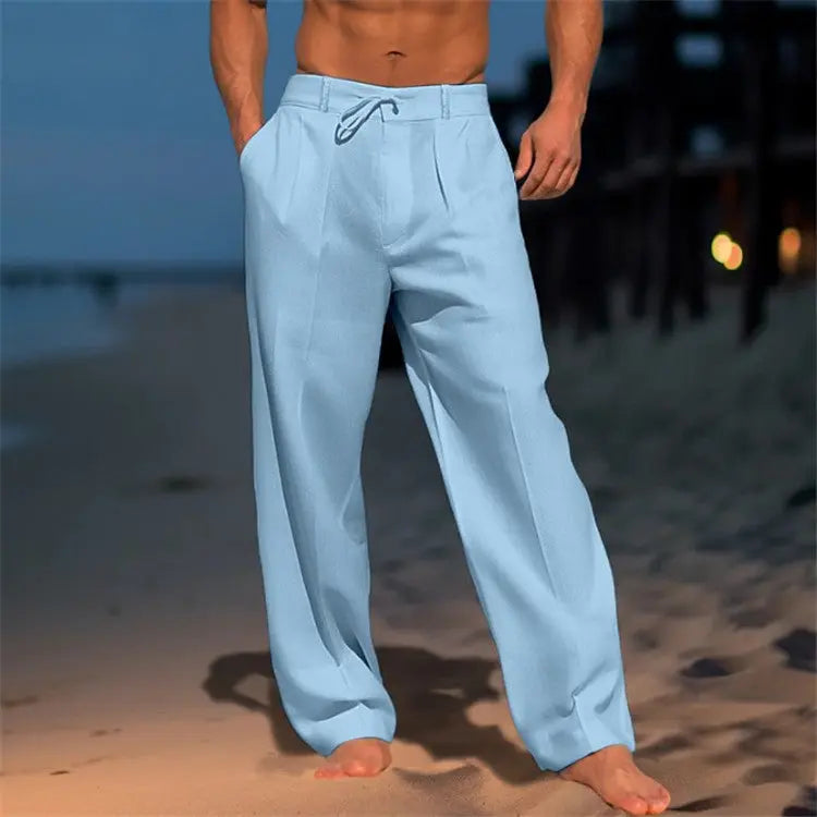 Men's comfortable lightweight drawstring trousers with relaxed fit, perfect for versatile fashion and daily wear.