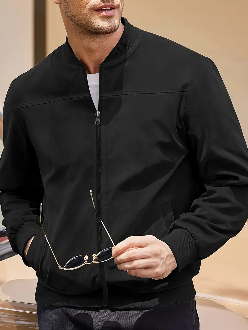 Men's lightweight retro zip-up jacket, ideal for casual everyday wear in spring & fall.