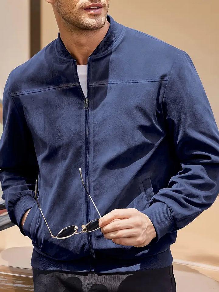 Lightweight men's zip-up retro jacket, casual bomber style with easy care for comfortable everyday wear.