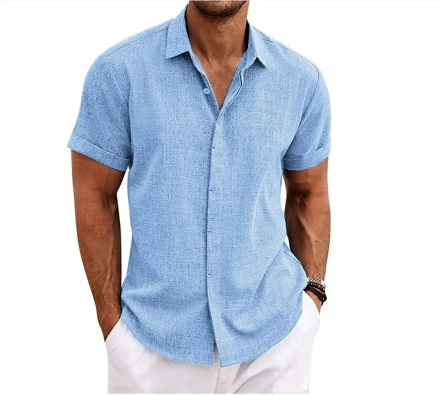 New men's modern short sleeve shirt. Effortless style, lightweight and relaxed fit, perfect for smart casual summer.