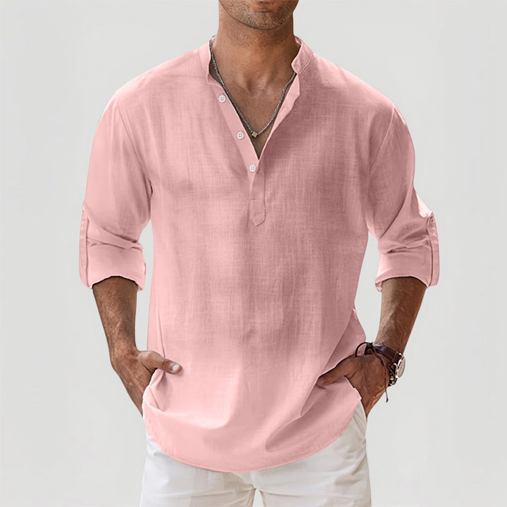 Men's comfortable short-sleeve Henley top, lightweight and soft for spring and summer everyday style.