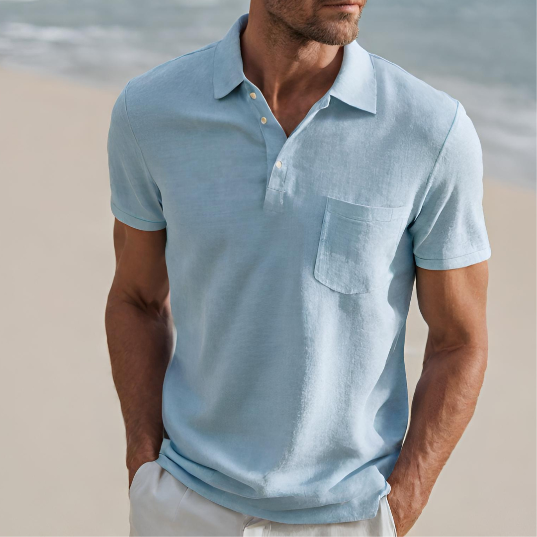 Men's lightweight short-sleeve polo shirt in classic fit, perfect for summer casual wear and everyday style.