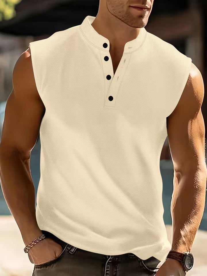 Simple men's sleeveless top, ultra-light & comfortable for all-day summer wear.