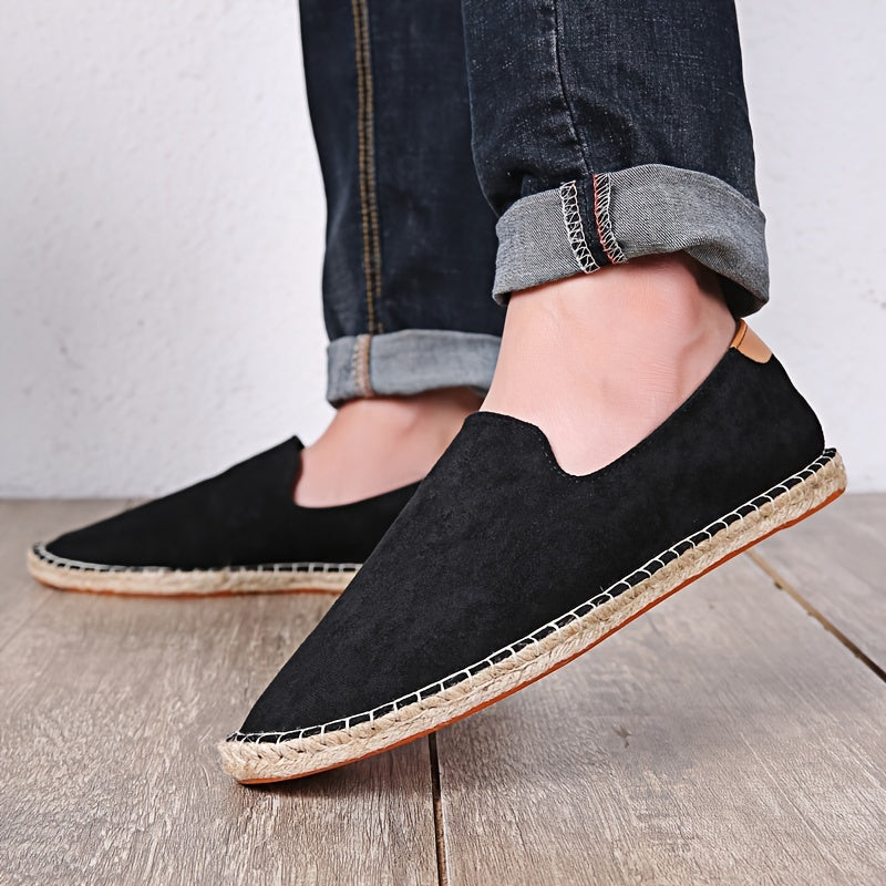 Classic men's espadrille loafers. Lightweight, comfortable slip-on shoes for summer and casual outfits.