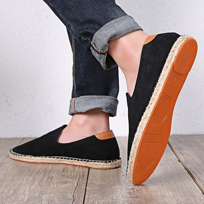 Versatile men's espadrille slip-on loafers, offering summer comfort for travel and casual occasions.
