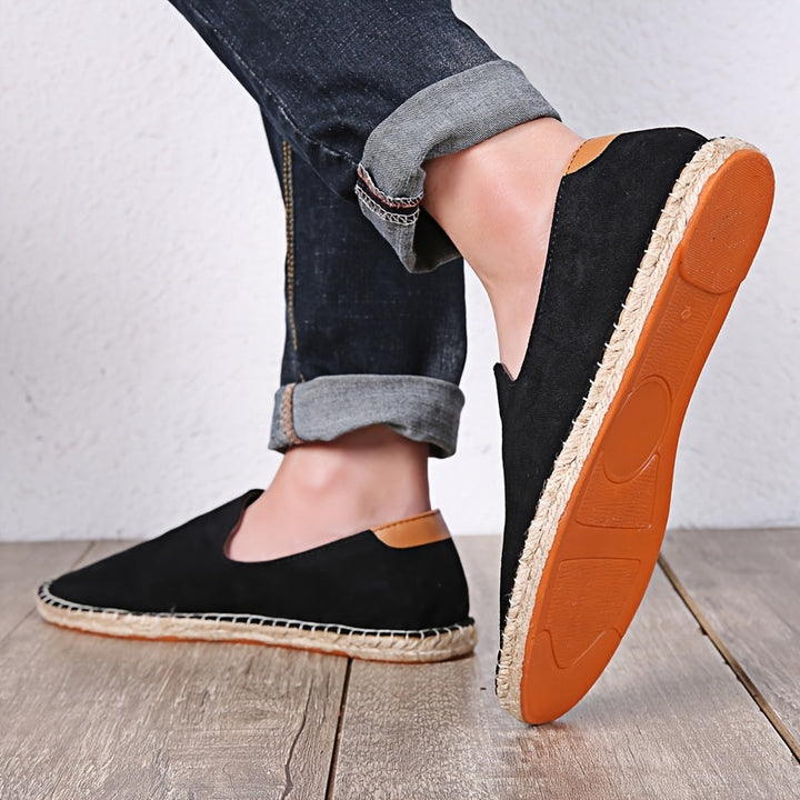 Versatile men's espadrille slip-on loafers, offering summer comfort for travel and casual occasions.