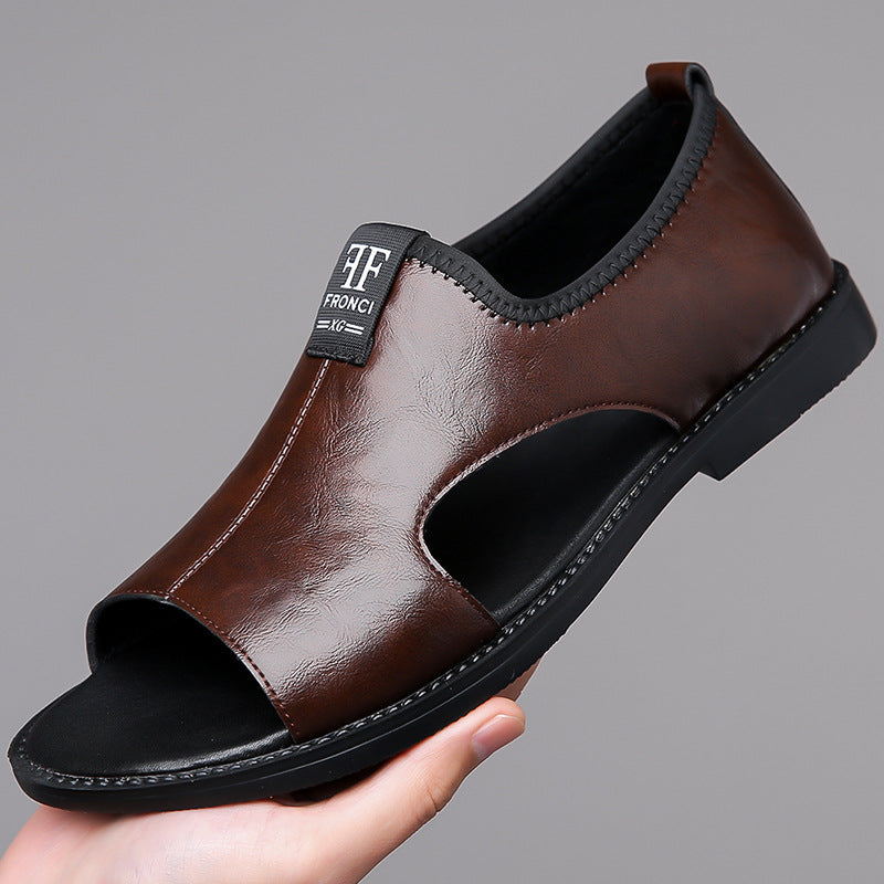 Lightweight men's slip-on sandals, comfortable and breathable, featuring a modern cutout design for summer.