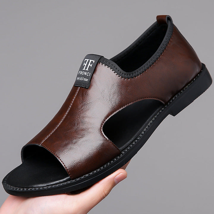 Lightweight men's slip-on sandals, comfortable and breathable, featuring a modern cutout design for summer.