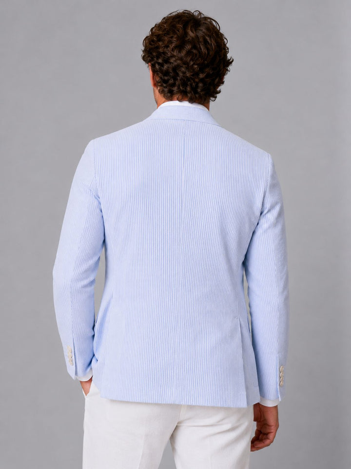 Lightweight men's striped blazer, a versatile smart-casual jacket for men's fashion. Great for office or weekend.