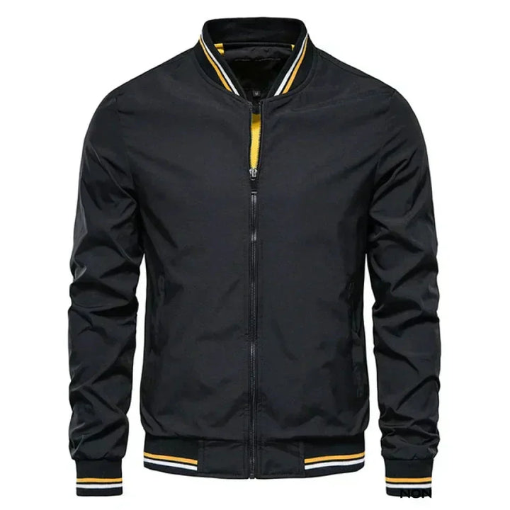 Fashionable men's summer jacket: lightweight, striped bomber style for ultimate comfort.