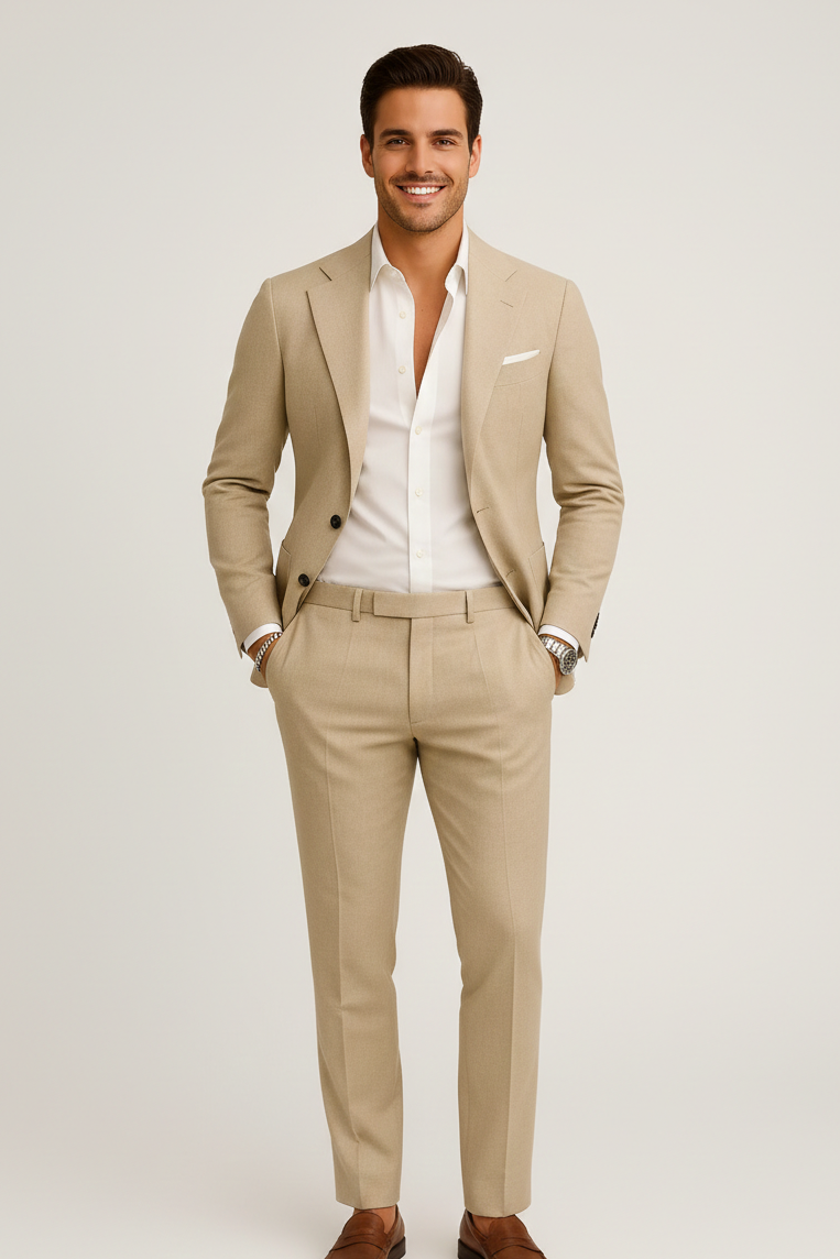Stylish men's lightweight two-piece suit, ideal for spring weddings, garden parties, or semi-formal wear.