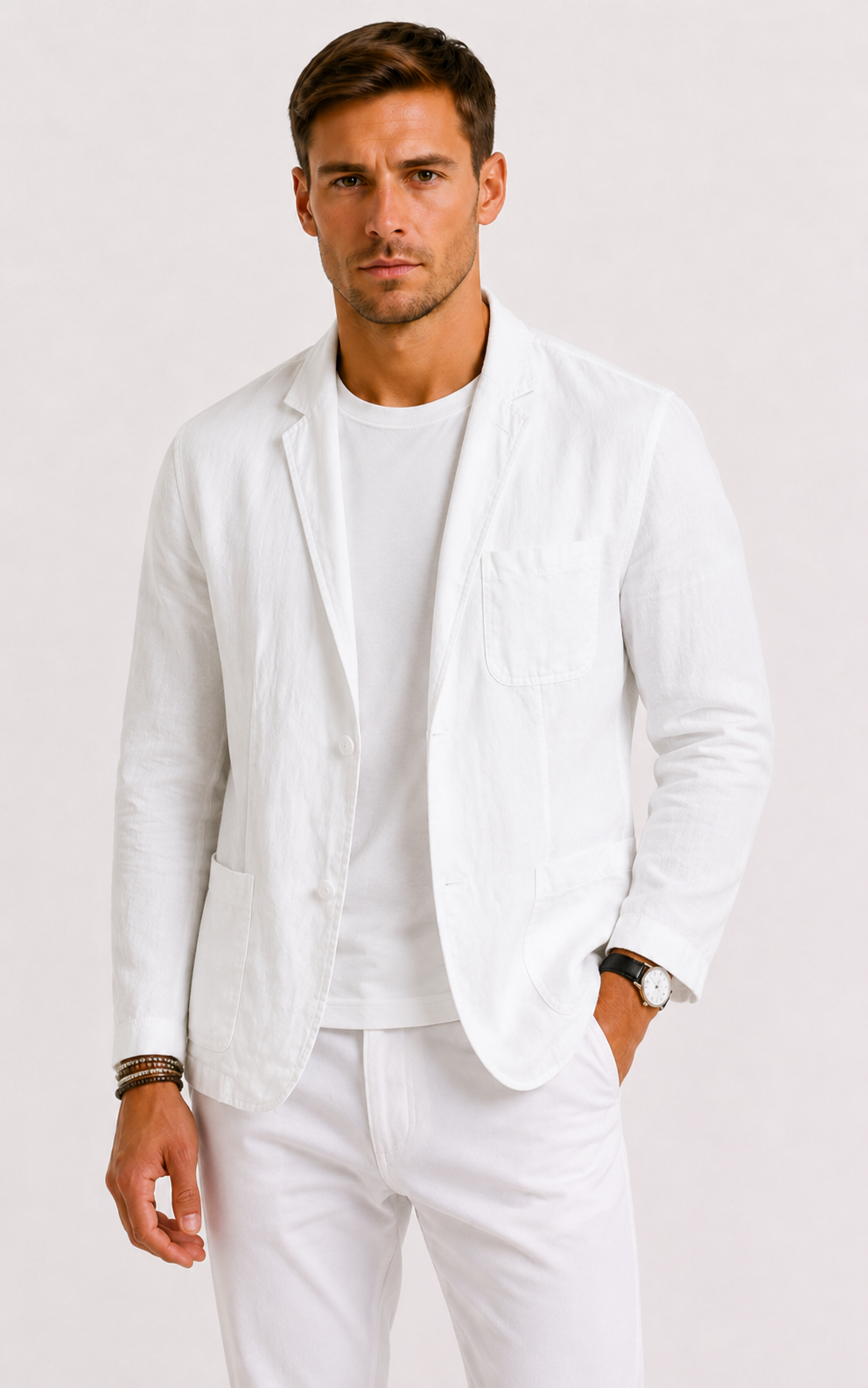Men's lightweight summer blazer in a modern fit, perfect for smart casual warm-weather style.