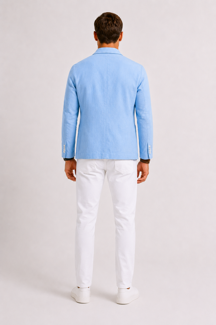 Versatile men's summer blazer, a lightweight jacket for smart casual, spring-summer city fashion.