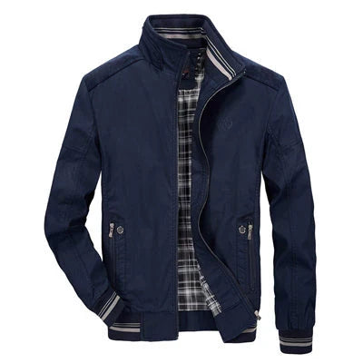Versatile men's bomber jacket for spring & summer. Lightweight, minimalist design for casual everyday wear.