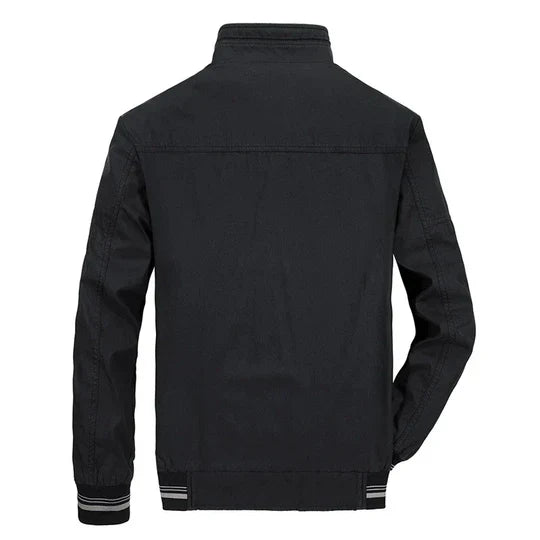 Stylish men's lightweight summer jacket, soft casual outerwear with zipper. Effortless minimalist spring fashion.