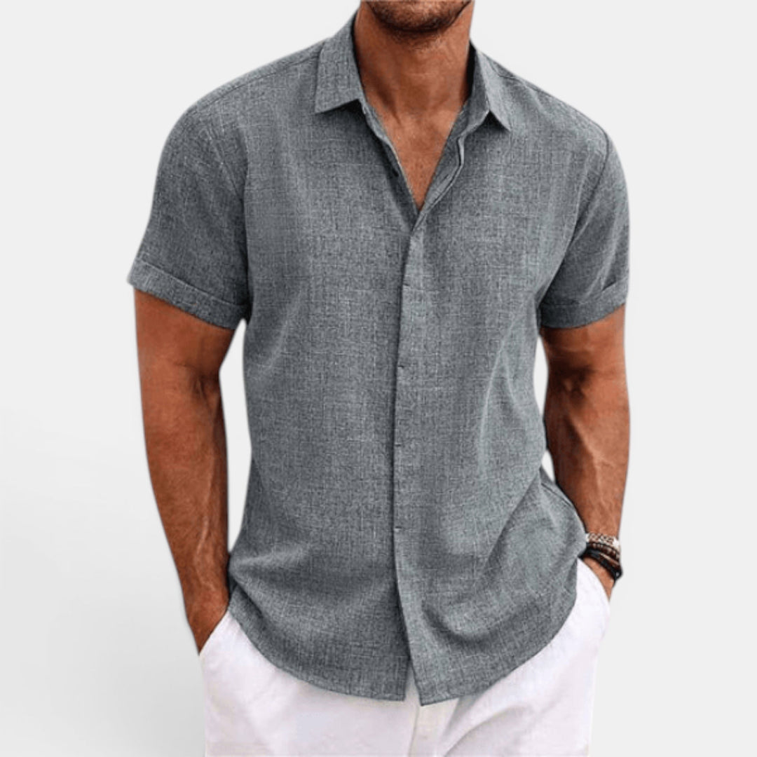 Classic men's short sleeve summer shirt, crisp design, offering effortless style and comfort.