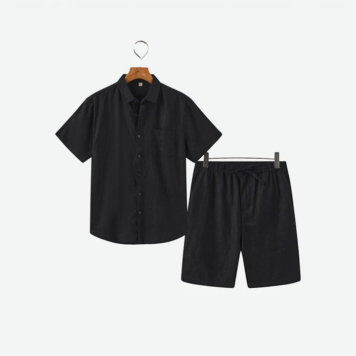 Men's lightweight summer shirt & shorts matching set, perfect for beach or casual wear.